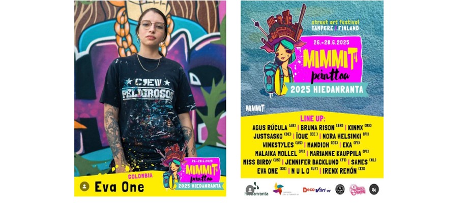 Embajada de Colombia en Finlandia acompaña a artista colombiana en el evento internacional de arte callejero en Tampere