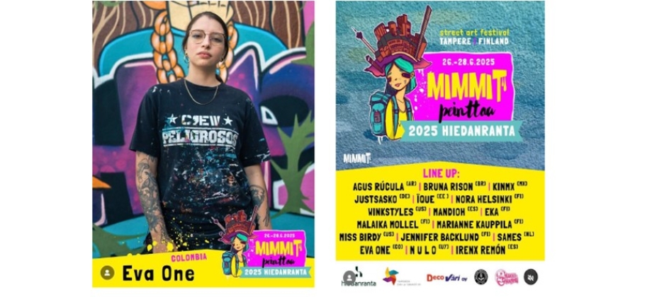 Embajada de Colombia en Finlandia acompaña a artista colombiana en el evento internacional de arte callejero en Tampere