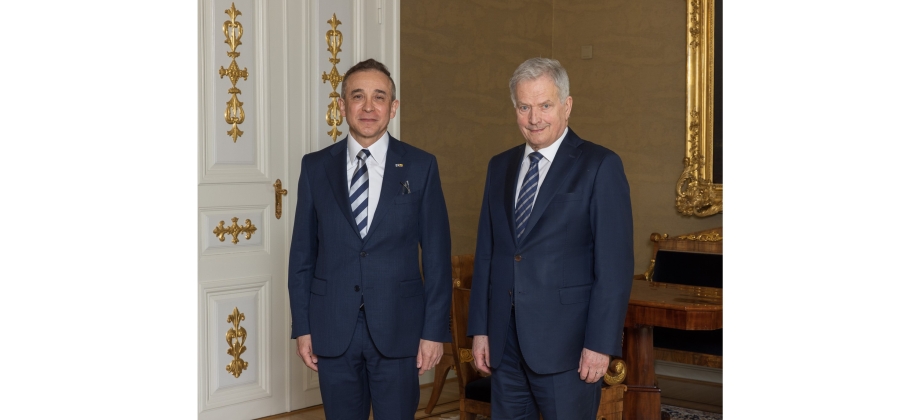 Presentación Cartas Credenciales del Embajador Álvaro Sandoval Bernal al Presidente de la República de Finlandia, Sauli Niinistö